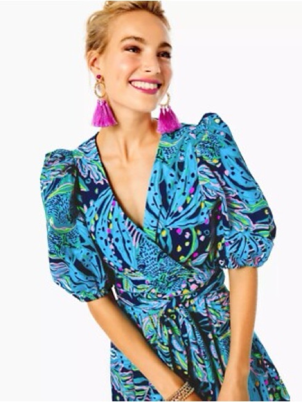 Lilly Pulitzer Juney Midi Dress size 0 Low Tide Navy Catty Purrsonality - Picture 2 of 7